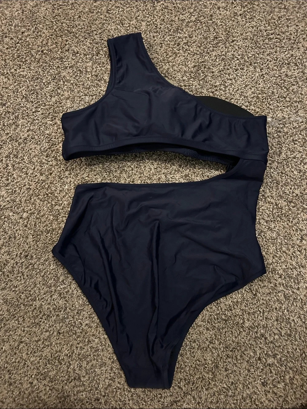 J. Crew Navy One-Shoulder Cutout One-Piece Swimsuit with Gold Buttons